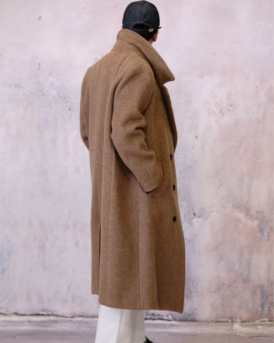 Tweed Peaked Lapel Double-breasted Trench Coat