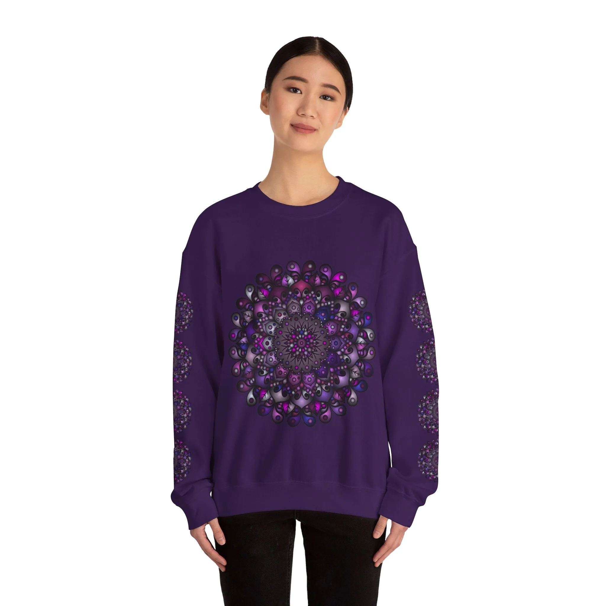 Unisex Heavy Blend™ Crewneck Sweatshirt with Purple Mandala Design