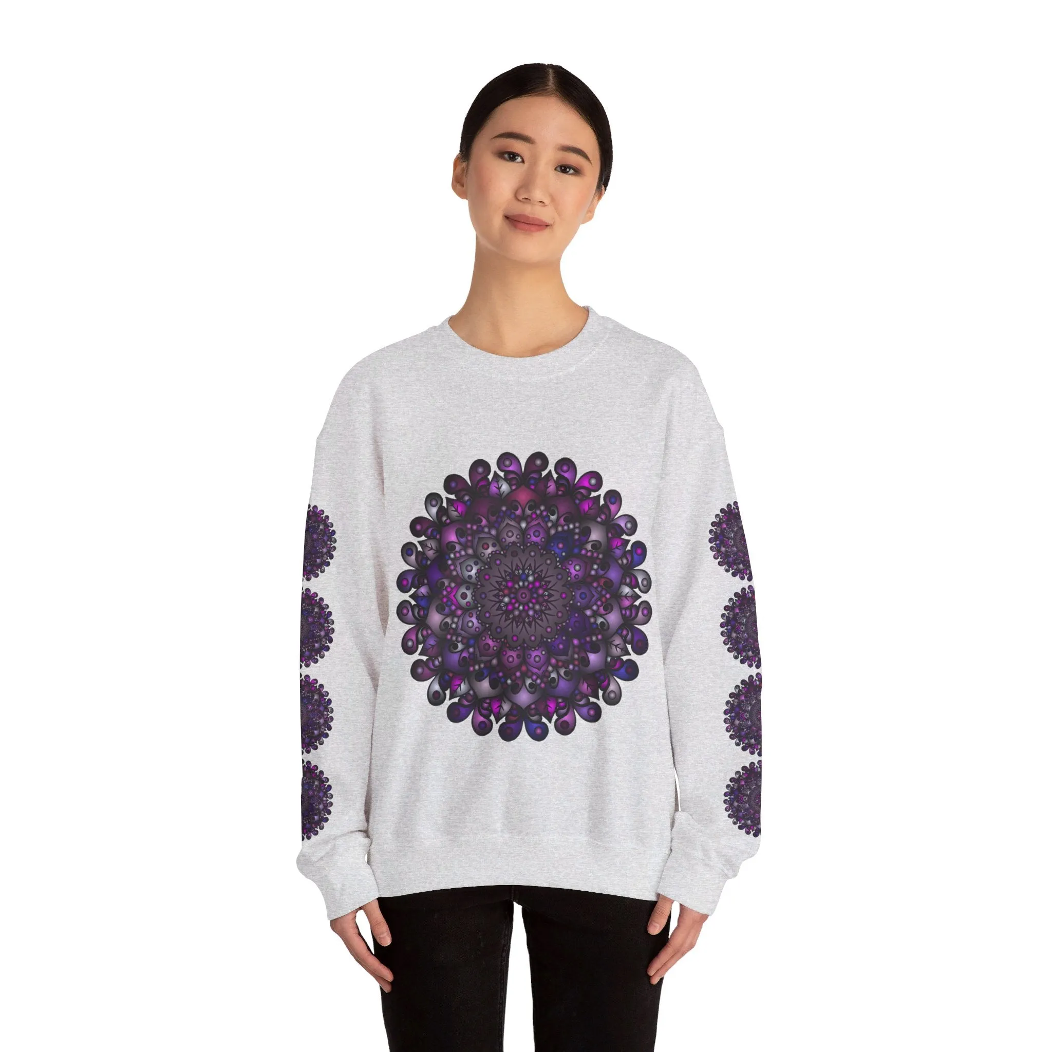 Unisex Heavy Blend™ Crewneck Sweatshirt with Purple Mandala Design