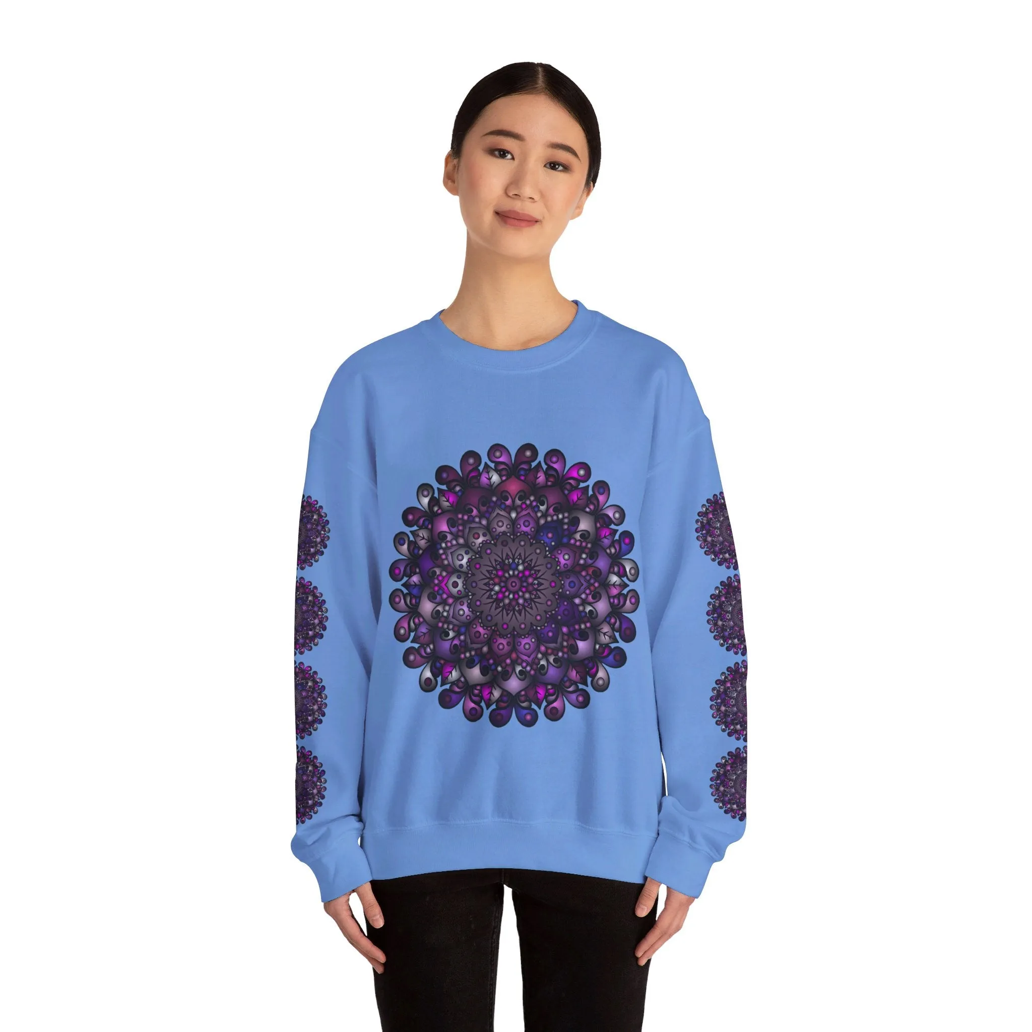 Unisex Heavy Blend™ Crewneck Sweatshirt with Purple Mandala Design