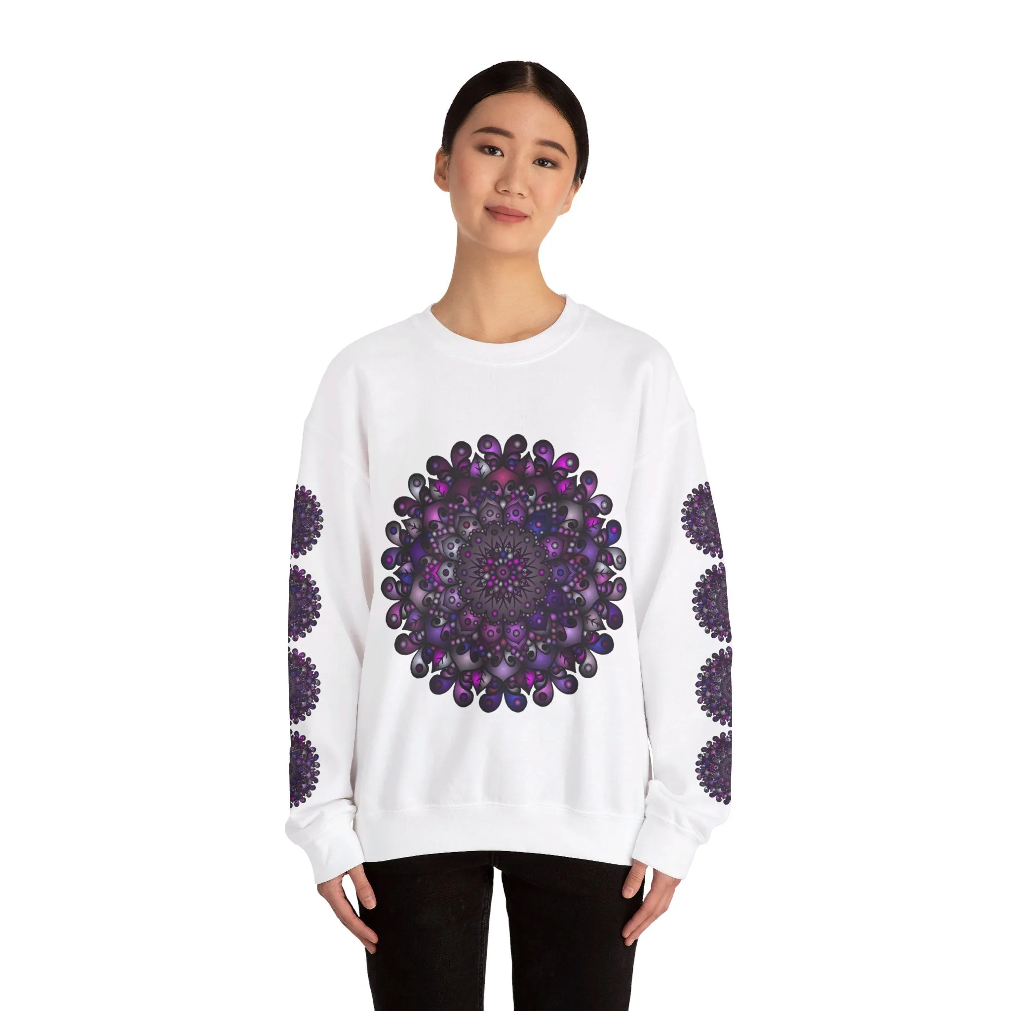 Unisex Heavy Blend™ Crewneck Sweatshirt with Purple Mandala Design