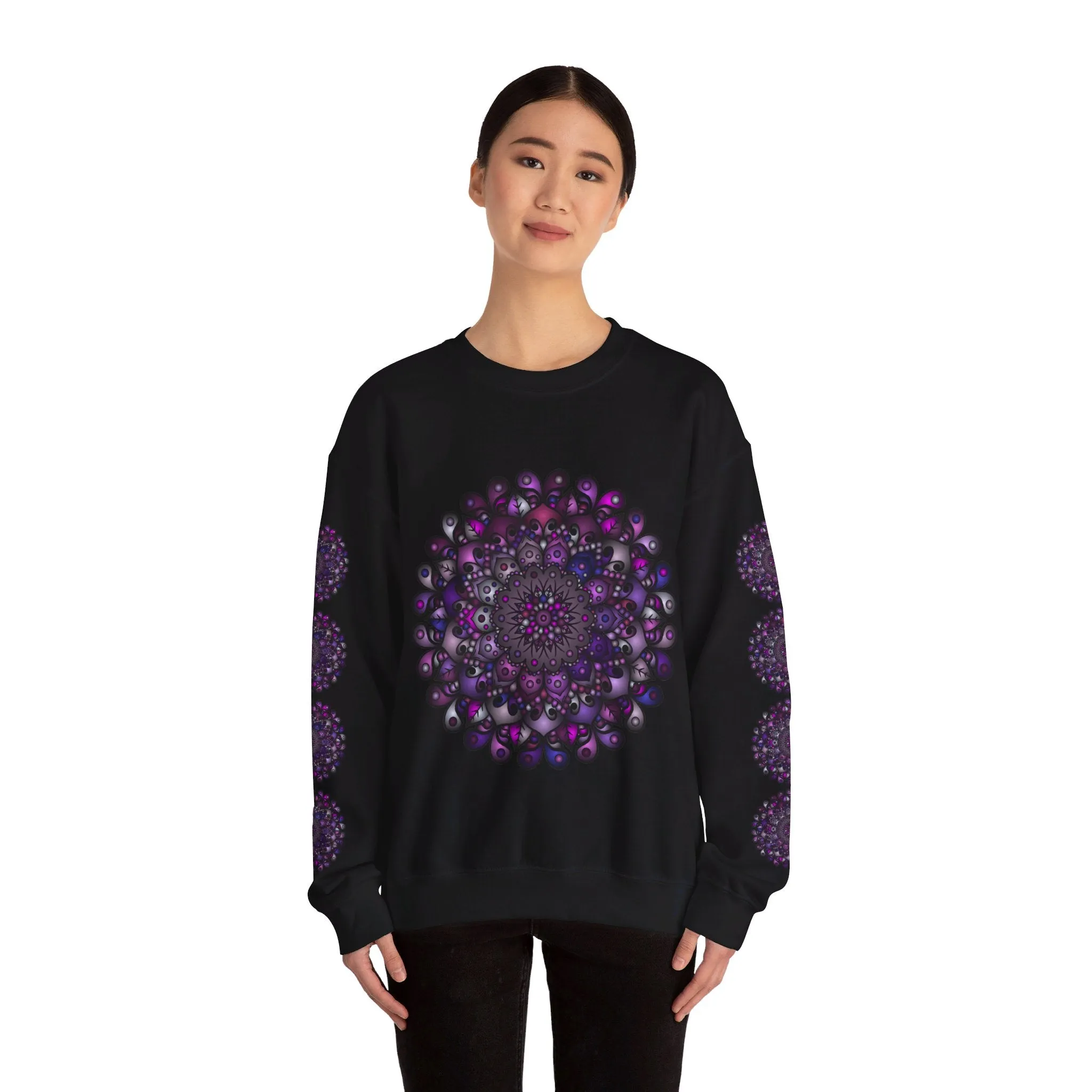 Unisex Heavy Blend™ Crewneck Sweatshirt with Purple Mandala Design