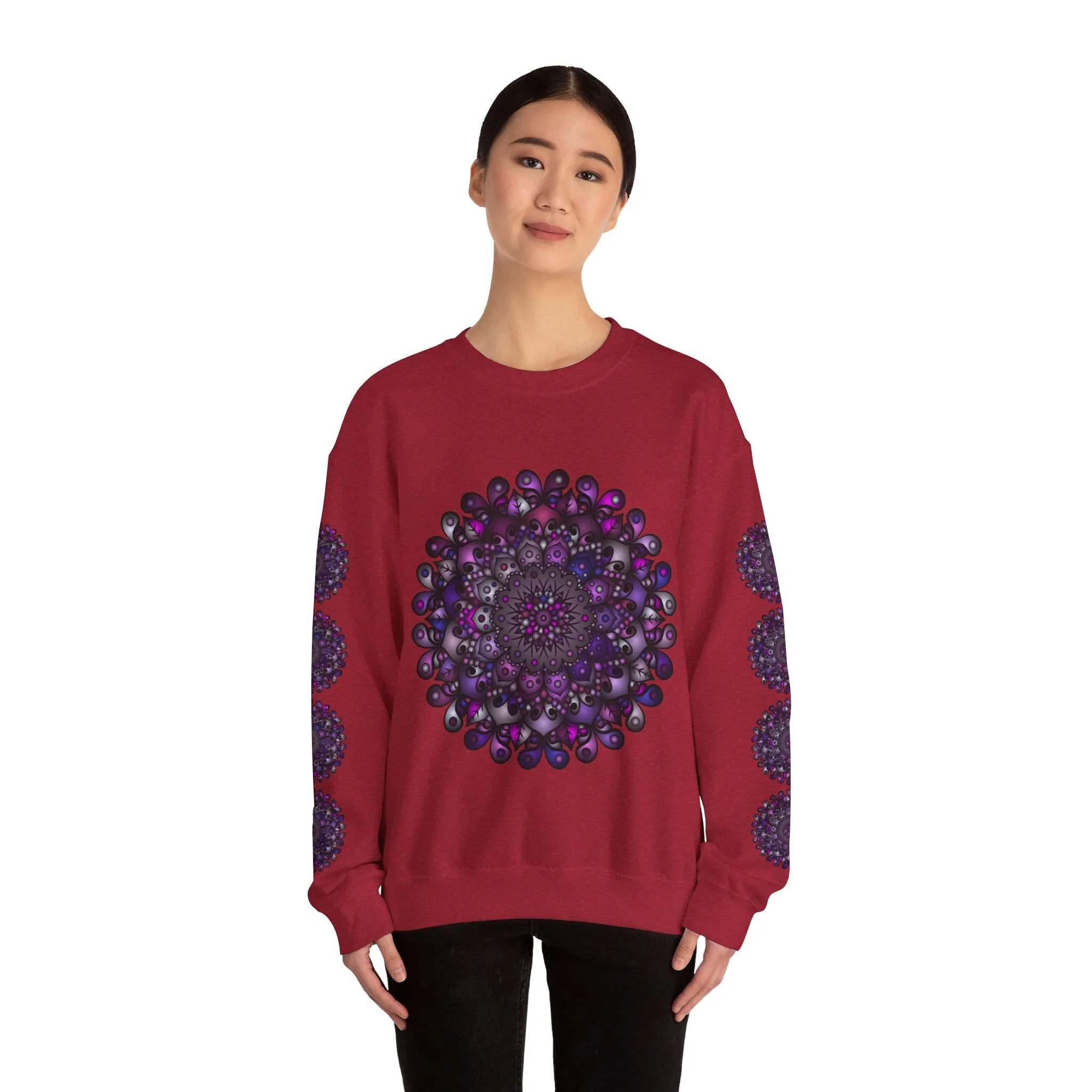 Unisex Heavy Blend™ Crewneck Sweatshirt with Purple Mandala Design