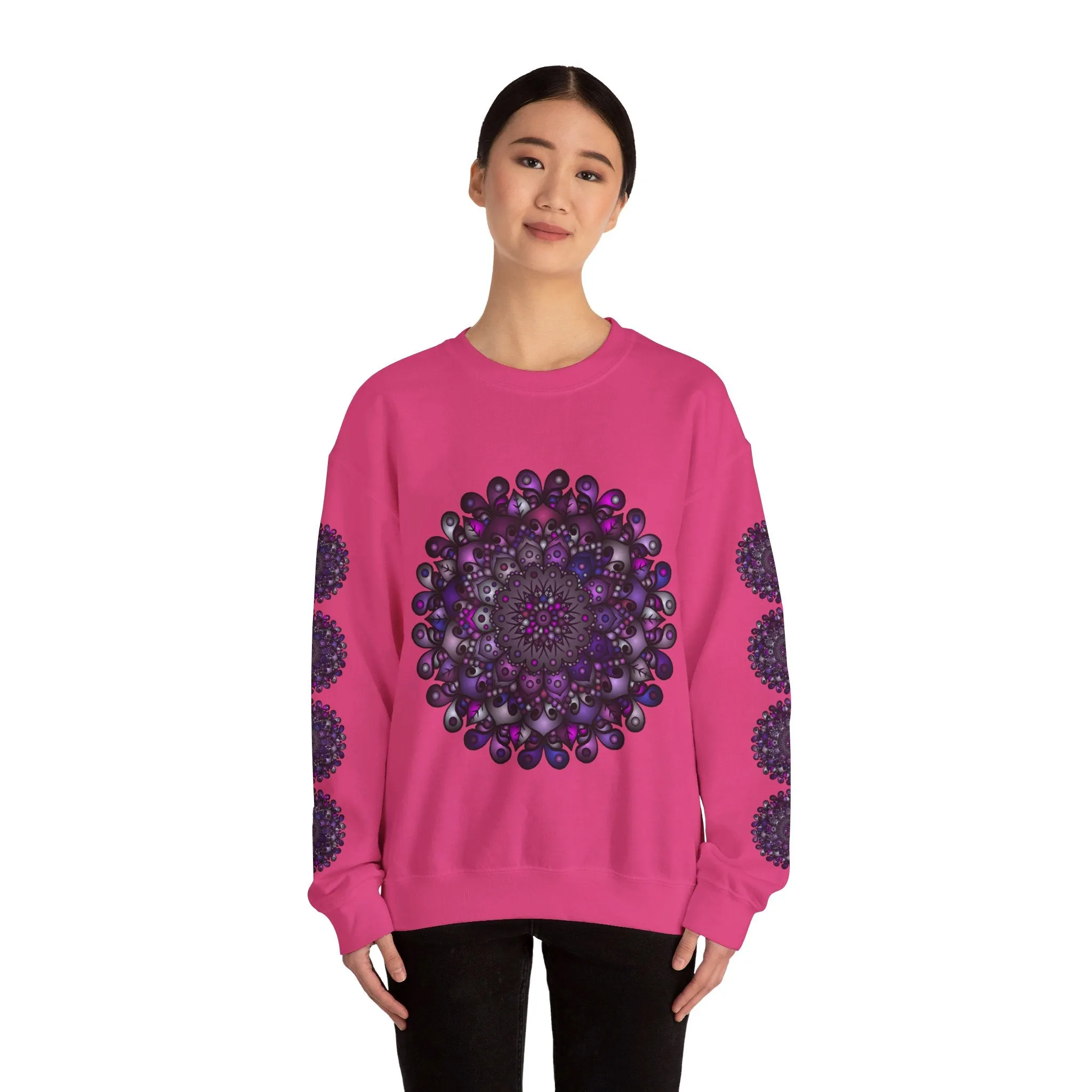 Unisex Heavy Blend™ Crewneck Sweatshirt with Purple Mandala Design