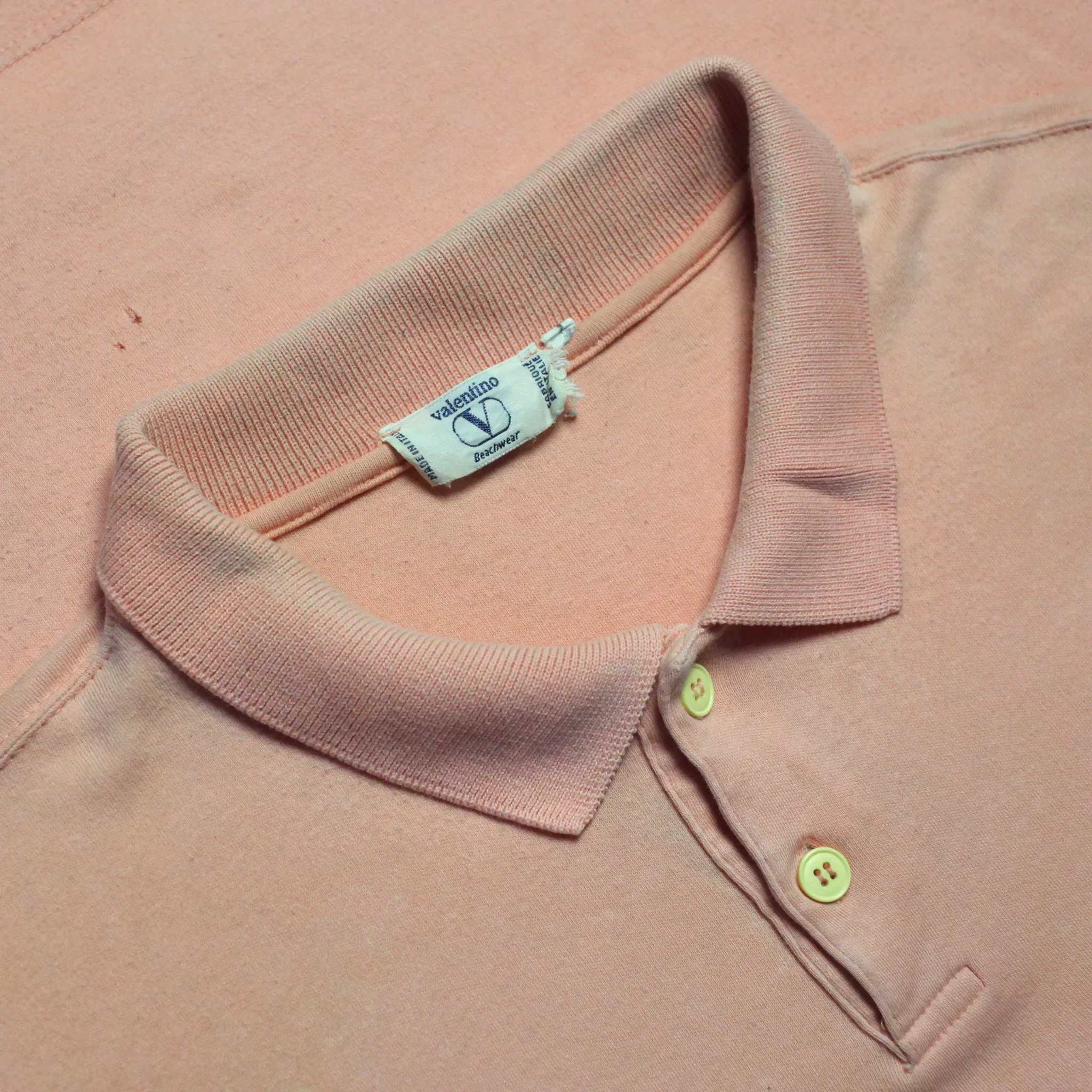 Valentino Beachwear Printed Peach Polo Shirt circa 1980's