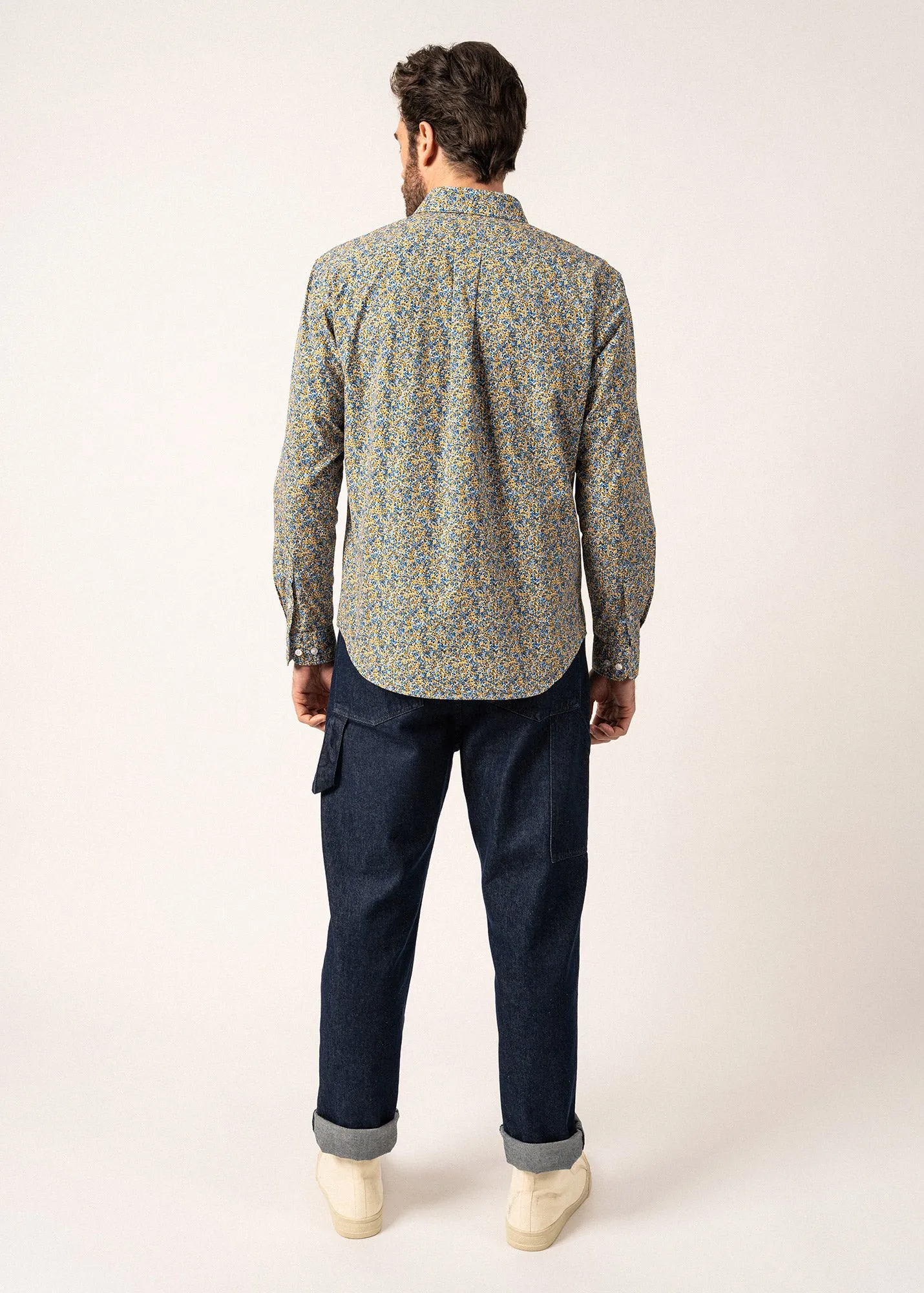 Veli Floral Patterned Shirt - in cotton poplin (AMBRE/GITANE)