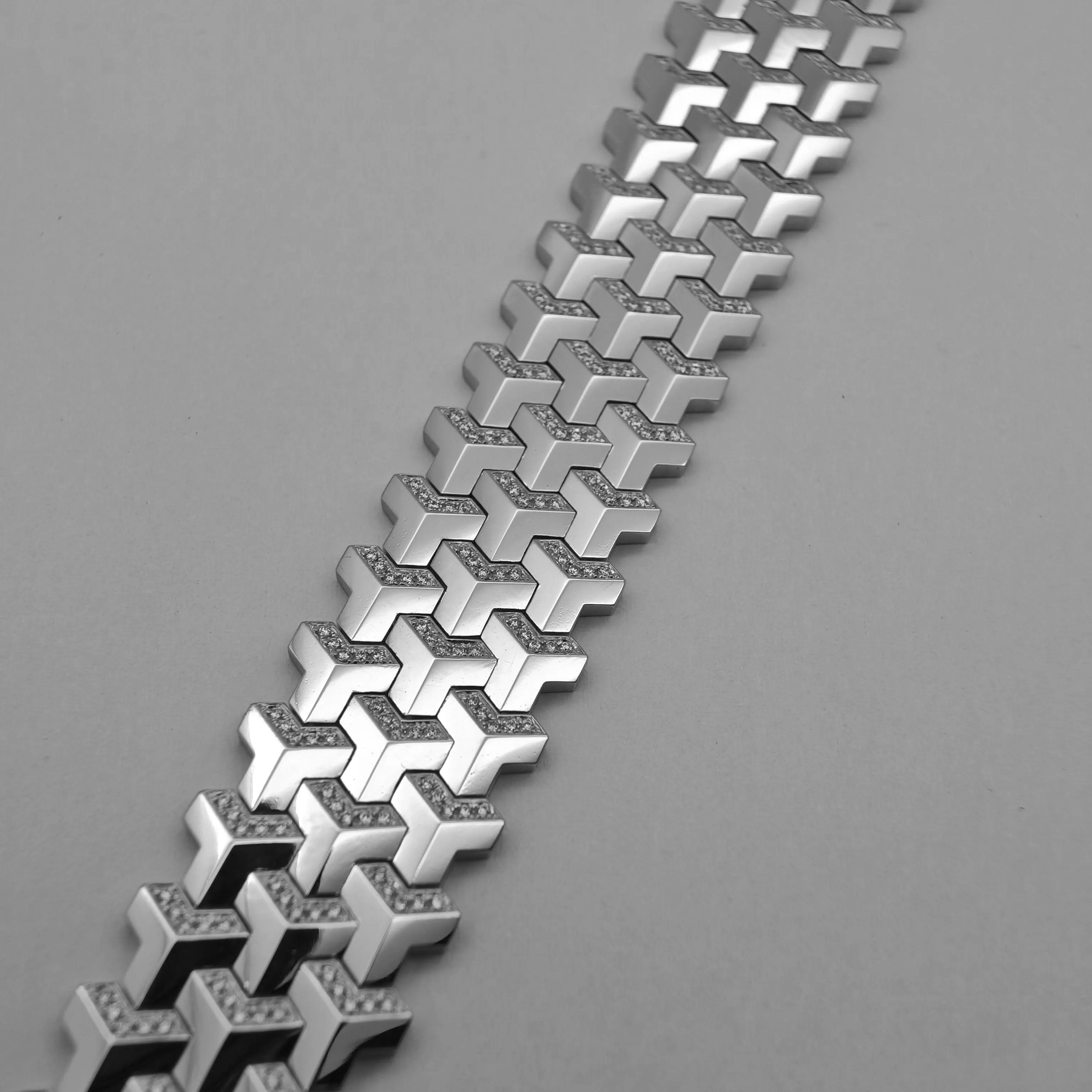 White Gold Armor Bracelet | Triple Row Version