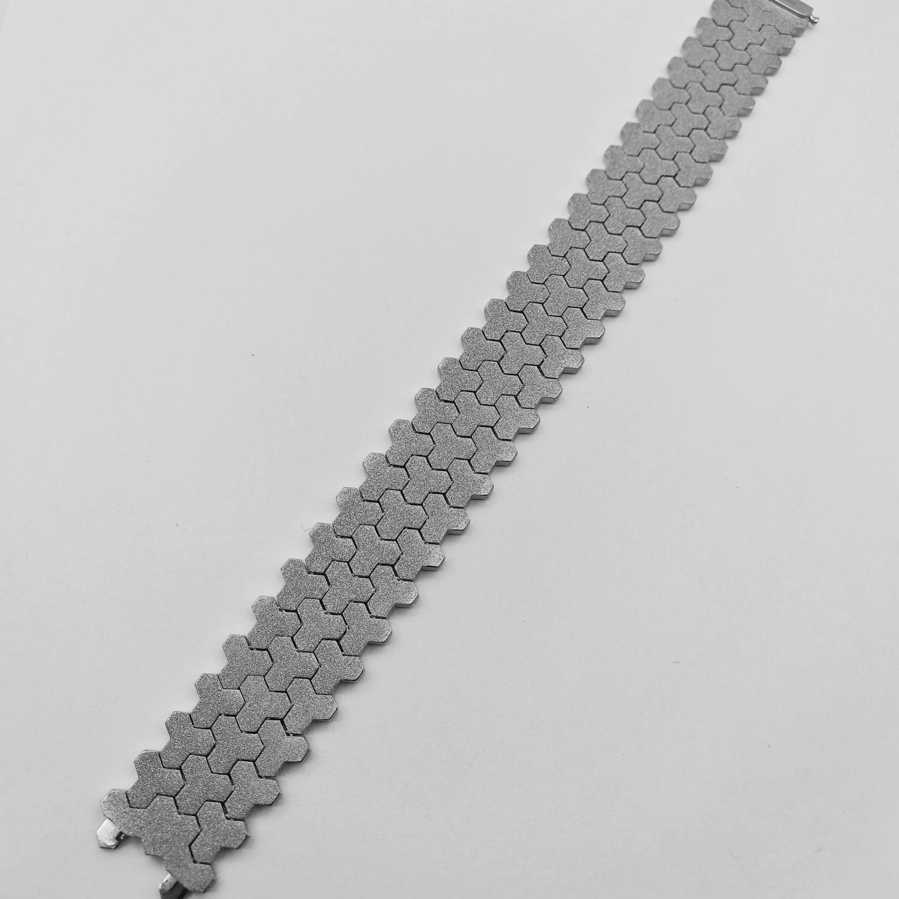 White Gold Armor Bracelet | Triple Row Version