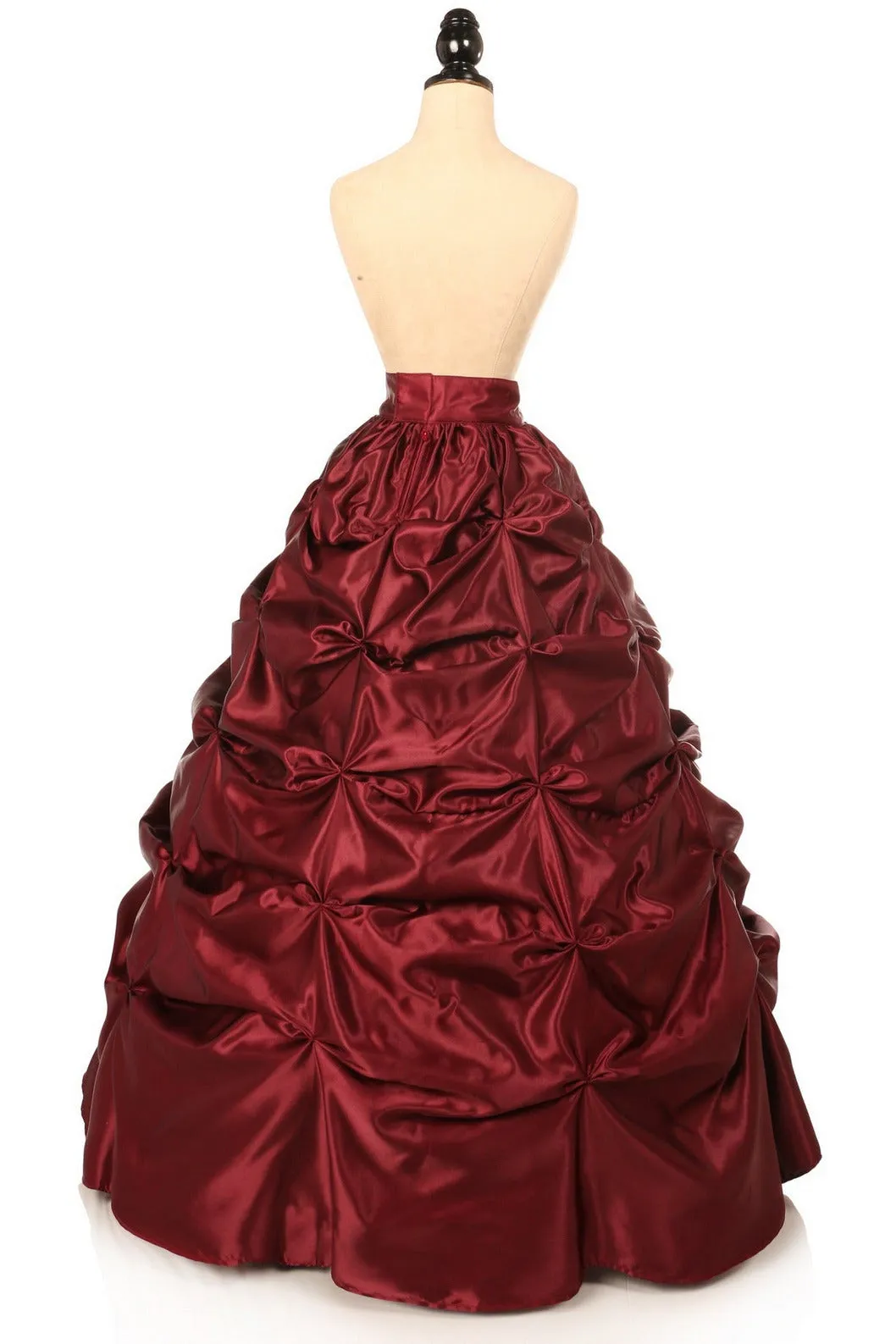 Wine Satin Pick-Up Long Skirt